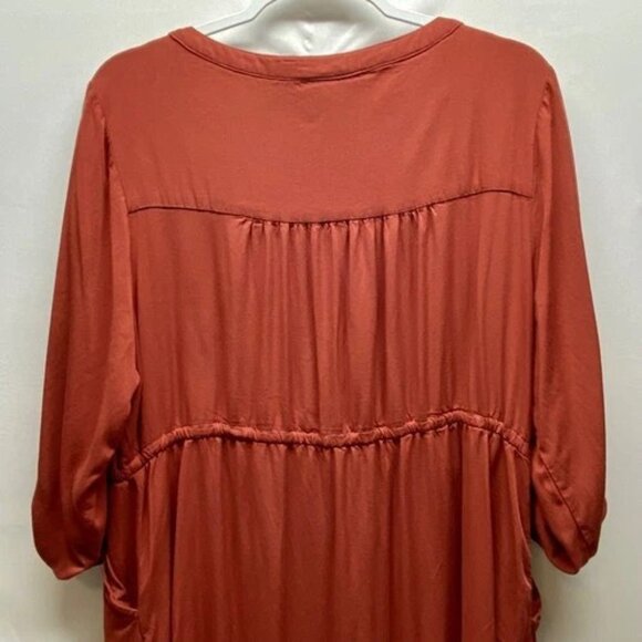 Torrid Mini Studio Cupro Zip Front Shirt Dress Women's 2 Brown Spice Flowy READ - Picture 8 of 15